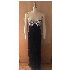 Black long gown with rhinestone bust